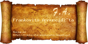 Frankovits Annunciáta névjegykártya